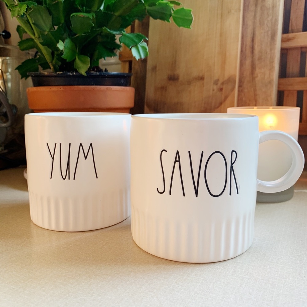 Rae Dunn Savor & Yum coffee mug